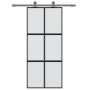 Puerta corredera vidrio templado y aluminio negra 90x205 cm de , Puertas para el hogar - Ref: Foro24-155208, Precio: 203,01 €...