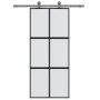 Sliding door made of black tempered glass and aluminum, 90x205 cm. by , Doors for the home - Ref: Foro24-155208, Price: 199,9...