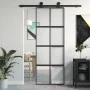 Schiebetür aus gehärtetem Glas und schwarzem Aluminium 76x205 cm von , Türen für zu Hause - Ref: Foro24-155222, Preis: 170,78...
