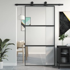 Puerta corredera vidrio templado y aluminio negra 102,5x205 cm de , Puertas para el hogar - Ref: Foro24-155203, Precio: 206,6...