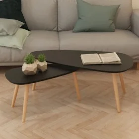 Satz Couchtische, 2 Einheiten, aus massivem schwarzem Kiefernholz von vidaXL, Couchtisch - Ref: Foro24-244732, Preis: 94,21 €...