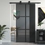 Puerta corredera vidrio templado y aluminio negra 102,5x205 cm de , Puertas para el hogar - Ref: Foro24-155215, Precio: 262,9...