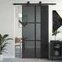 Sliding door made of tempered glass and black aluminum 102.5x205 cm by , Doors for the home - Ref: Foro24-155215, Price: 256,...