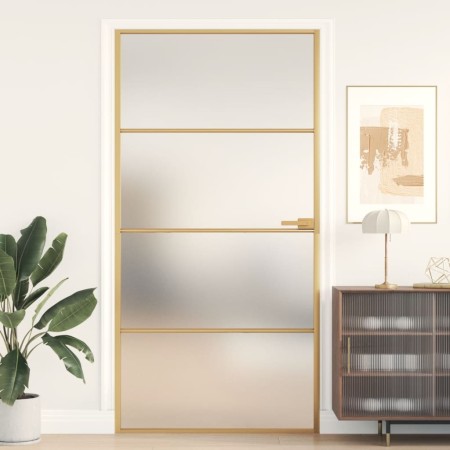 Puerta interior dorada vidrio templado aluminio 102,5x201,5 cm de , Puertas para el hogar - Ref: Foro24-155139, Precio: 181,7...