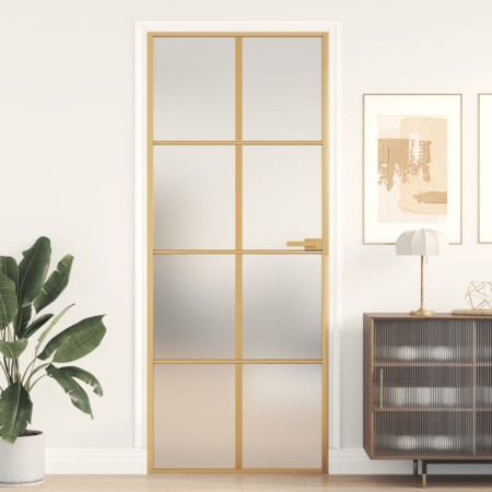 Puerta de interior dorada vidrio templado y aluminio 83x201,5cm de , Puertas para el hogar - Ref: Foro24-155145, Precio: 204,...