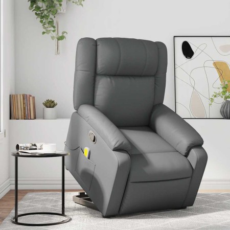 Sillón reclinable de masaje de pie cuero artificial gris en Sillones | Comprar online en Foru.es