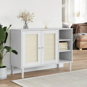 Aparador SENJA aspecto de ratán madera pino blanco 112x40x80 cm de , Aparadores - Ref: Foro24-358029, Precio: 122,96 €, Descu...
