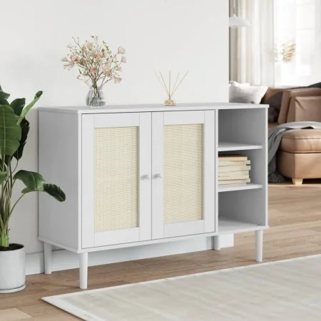 Aparador SENJA aspecto de ratán madera pino blanco 112x40x80 cm de , Aparadores - Ref: Foro24-358029, Precio: 122,96 €, Descu...
