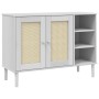 Aparador SENJA aspecto de ratán madera pino blanco 112x40x80 cm de , Aparadores - Ref: Foro24-358029, Precio: 124,46 €, Descu...