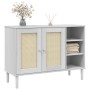 Aparador SENJA aspecto de ratán madera pino blanco 112x40x80 cm de , Aparadores - Ref: Foro24-358029, Precio: 124,46 €, Descu...