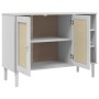 Aparador SENJA aspecto de ratán madera pino blanco 112x40x80 cm de , Aparadores - Ref: Foro24-358029, Precio: 124,46 €, Descu...