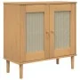Aparador SENJA aspecto de ratán madera pino marrón 80x35x80 cm de , Aparadores - Ref: Foro24-358031, Precio: 83,53 €, Descuen...