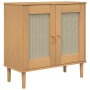 Aparador SENJA aspecto de ratán madera pino marrón 80x35x80 cm de , Aparadores - Ref: Foro24-358031, Precio: 84,52 €, Descuen...