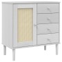 Aparador SENJA aspecto de ratán madera pino blanco 80x40x80 cm de , Aparadores - Ref: Foro24-358038, Precio: 104,08 €, Descue...