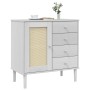 Aparador SENJA aspecto de ratán madera pino blanco 80x40x80 cm de , Aparadores - Ref: Foro24-358038, Precio: 104,08 €, Descue...