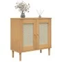 Aparador SENJA aspecto de ratán madera pino marrón 80x35x80 cm de , Aparadores - Ref: Foro24-358031, Precio: 83,53 €, Descuen...