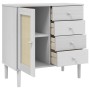 Aparador SENJA aspecto de ratán madera pino blanco 80x40x80 cm de , Aparadores - Ref: Foro24-358038, Precio: 104,08 €, Descue...