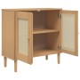 Aparador SENJA aspecto de ratán madera pino marrón 80x35x80 cm de , Aparadores - Ref: Foro24-358031, Precio: 84,52 €, Descuen...