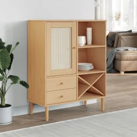 Aparador alto SENJA aspecto de ratán madera marrón 90x40x112 cm de , Aparadores - Ref: Foro24-358052, Precio: 125,15 €, Descu...