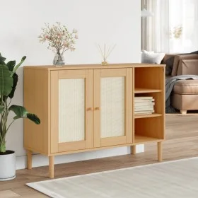 Aparador SENJA aspecto de ratán madera pino marrón 112x40x80 cm de , Aparadores - Ref: Foro24-358028, Precio: 122,20 €, Descu...