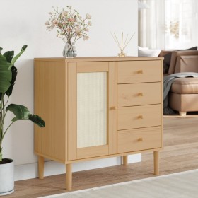 Aparador SENJA aspecto de ratán madera pino marrón 80x40x80 cm de , Aparadores - Ref: Foro24-358037, Precio: 104,69 €, Descue...