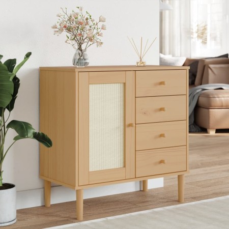 Aparador SENJA aspecto de ratán madera pino marrón 80x40x80 cm de , Aparadores - Ref: Foro24-358037, Precio: 104,69 €, Descue...