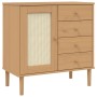 Aparador SENJA aspecto de ratán madera pino marrón 80x40x80 cm de , Aparadores - Ref: Foro24-358037, Precio: 104,69 €, Descue...