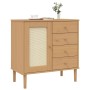 Aparador SENJA aspecto de ratán madera pino marrón 80x40x80 cm de , Aparadores - Ref: Foro24-358037, Precio: 104,69 €, Descue...