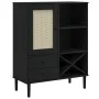 Aparador alto SENJA aspecto de ratán madera negro 90x40x112 cm de , Aparadores - Ref: Foro24-358054, Precio: 125,15 €, Descue...