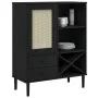 Aparador alto SENJA aspecto de ratán madera negro 90x40x112 cm de , Aparadores - Ref: Foro24-358054, Precio: 125,15 €, Descue...