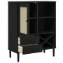 Aparador alto SENJA aspecto de ratán madera negro 90x40x112 cm de , Aparadores - Ref: Foro24-358054, Precio: 125,15 €, Descue...