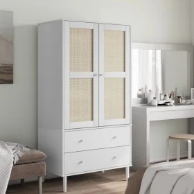 Armario SENJA aspecto de ratán madera pino blanco 90x55x175 cm de , Armarios roperos - Ref: Foro24-358035, Precio: 403,00 €, ...