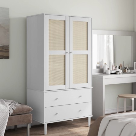 Armario SENJA aspecto de ratán madera pino blanco 90x55x175 cm de , Armarios roperos - Ref: Foro24-358035, Precio: 409,68 €, ...
