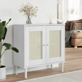 Aparador SENJA aspecto de ratán madera pino blanco 80x35x80 cm by , Sideboards - Ref: Foro24-358032, Price: 107,41 €, Discoun...