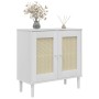 Aparador SENJA aspecto de ratán madera pino blanco 80x35x80 cm de , Aparadores - Ref: Foro24-358032, Precio: 108,85 €, Descue...