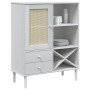 Aparador alto SENJA aspecto de ratán madera blanco 90x40x112 cm de , Aparadores - Ref: Foro24-358053, Precio: 126,23 €, Descu...