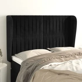 Cabecero con orejas de terciopelo negro 147x23x118/128 cm de , Cabeceros y pies de cama - Ref: Foro24-3118244, Precio: 113,05...