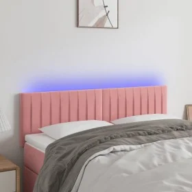 Cabecero con LED de terciopelo rosa 144x5x78/88 cm de , Cabeceros y pies de cama - Ref: Foro24-3121903, Precio: 64,49 €, Desc...