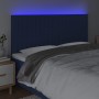 Cabecero con luces LED tela azul 200x5x118/128 cm de , Cabeceros y pies de cama - Ref: Foro24-3122690, Precio: 121,39 €, Desc...