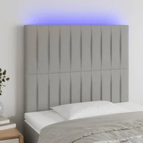 Kopfteil mit LED-Leuchten aus hellgrauem Stoff, 100 x 5 x 118/128 cm von , Kopf- und Fußteile - Ref: Foro24-3122652, Preis: 6...