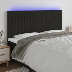 Kopfteil mit LED-Leuchten, schwarzer Stoff, 200 x 5 x 118/128 cm von , Kopf- und Fußteile - Ref: Foro24-3122686, Preis: 107,6...