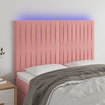 Cabecero con luces LED terciopelo rosa 144x5x118/128 cm de , Cabeceros y pies de cama - Ref: Foro24-3122715, Precio: 125,86 €...