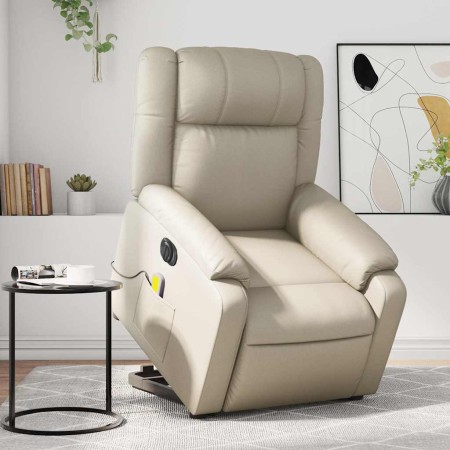 Sillón de masaje elevable eléctrico cuero sintético crema en Sillones | Comprar online en Foru.es