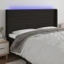 Black fabric headboard with LED 163x16x118/128 cm by , Headboards and footboards - Ref: Foro24-3124196, Price: 148,23 €, Disc...