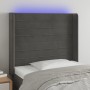 Cabecero con LED de terciopelo gris oscuro 83x16x118/128 cm de , Cabeceros y pies de cama - Ref: Foro24-3124219, Precio: 75,9...