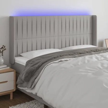 Hellgraues Stoffkopfteil mit LED 163x16x118/128 cm von , Kopf- und Fußteile - Ref: Foro24-3124292, Preis: 120,99 €, Rabatt: %
