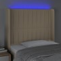 Cabecero con LED de tela color crema 83x16x118/128 cm de , Cabeceros y pies de cama - Ref: Foro24-3124265, Precio: 80,34 €, D...