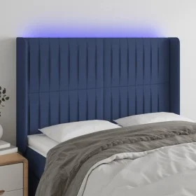 Cabecero con LED de tela azul 147x16x118/128 cm de , Cabeceros y pies de cama - Ref: Foro24-3124290, Precio: 114,13 €, Descue...