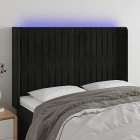 Cabecero con LED de terciopelo negro 147x16x118/128 cm de , Cabeceros y pies de cama - Ref: Foro24-3124336, Precio: 123,54 €,...
