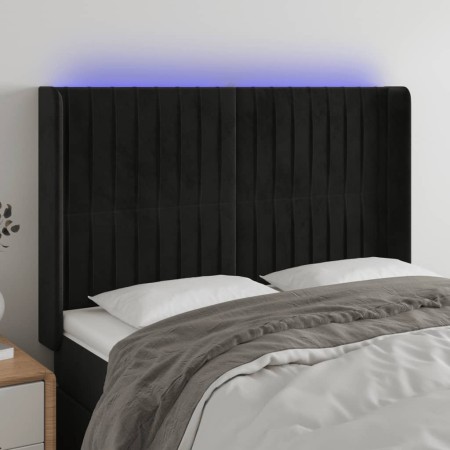Cabecero con LED de terciopelo negro 147x16x118/128 cm de , Cabeceros y pies de cama - Ref: Foro24-3124336, Precio: 123,54 €,...